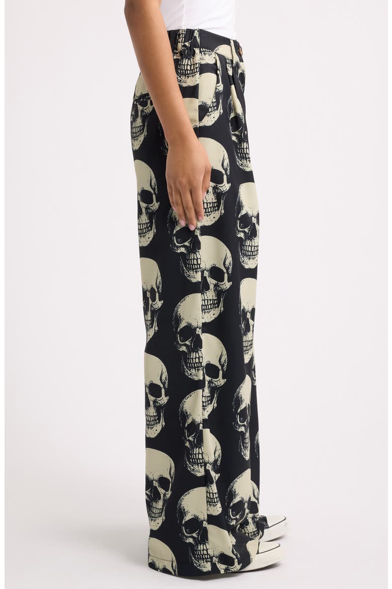 Never Taking These Off Skull Print Wide Leg Trousers, Alternate, color, BLACK SKULLS