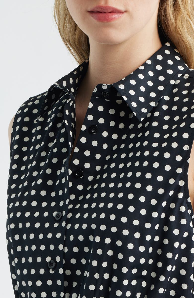 FRAME The Polka Dot Sleeveless Crop Shirt, Alternate, color, Black Multi