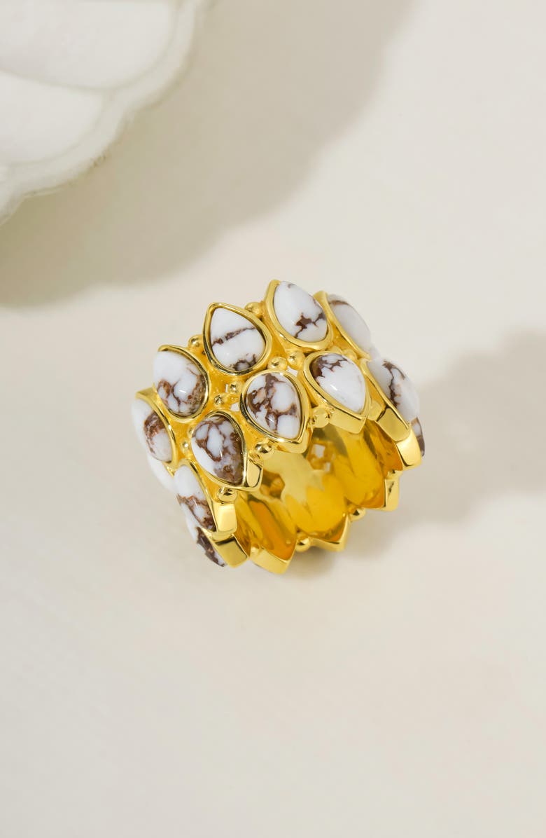 YS GEMS Wild Horse Layered Turquoise Ring, Alternate, color, White