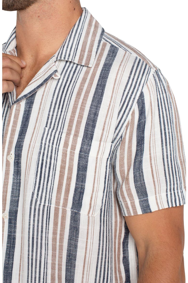 Stripe Stretch Cotton Camp Shirt, Alternate, color, TAUPE MULTI
