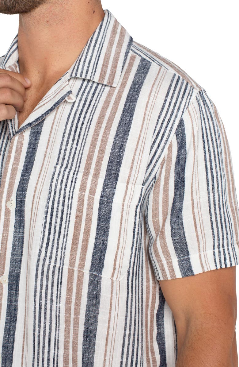 Liverpool Los Angeles Stripe Stretch Cotton Camp Shirt, Alternate, color, 