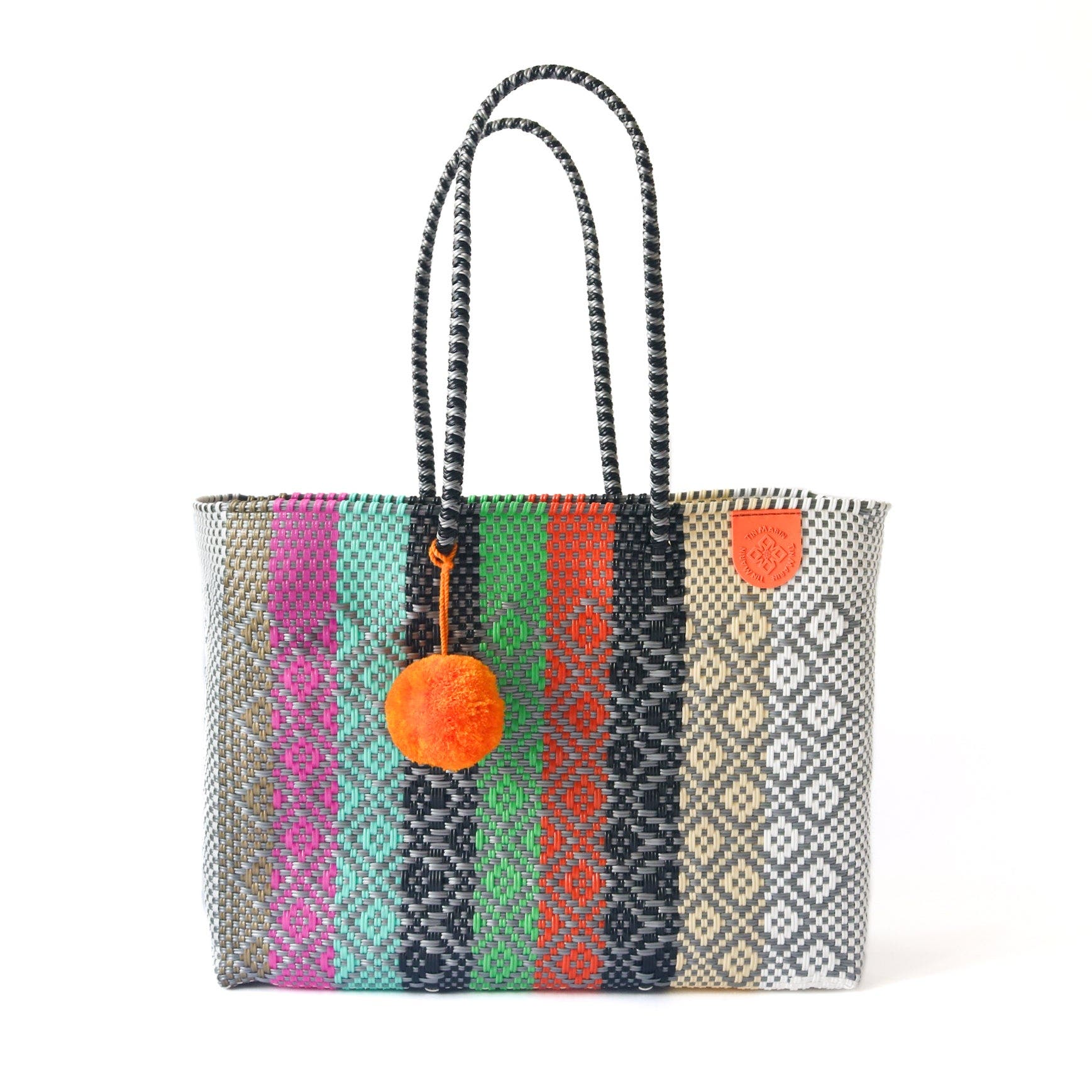 Tin Marin Maya Woven Super Tote, Main, color, Black And White