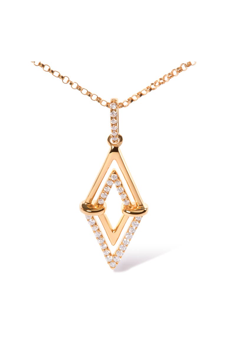Haus of Brilliance 14K Yellow Gold 1/4 Cttw Diamond Double Triangle Geometric Pendant Necklace, Alternate, color, Yellow