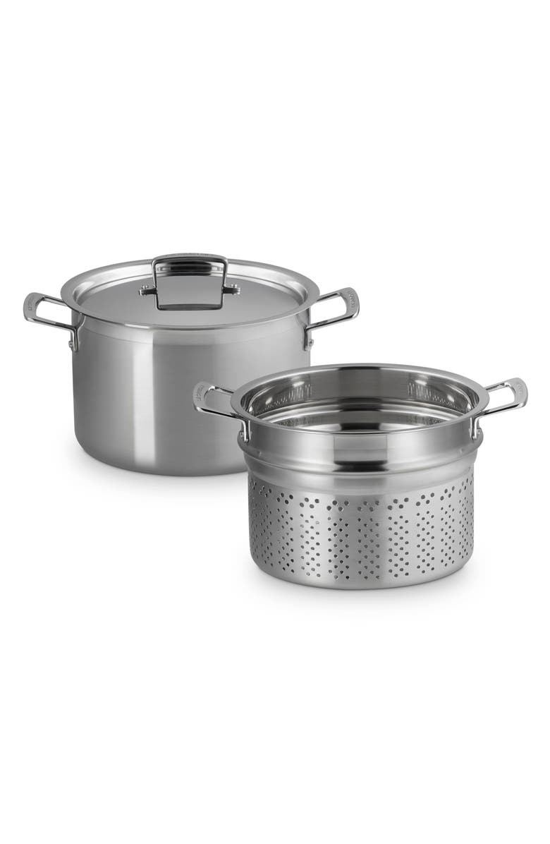 Le Creuset 7.5-Quart Classic Stainless Steel Pasta Pot with Colander Insert, Alternate, color, Stainless Steel