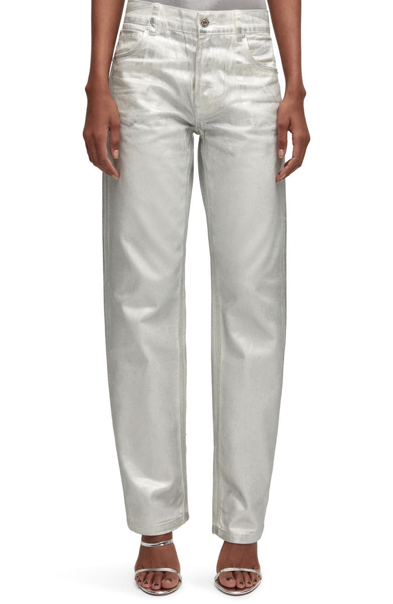 MANGO Metallic Straight Leg Jeans, Main, color, 