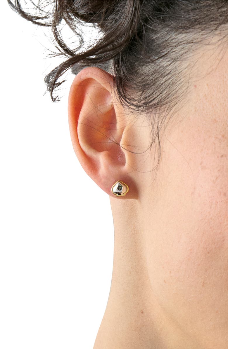 Kate Spade New York mini spade stud earrings, Alternate, color, Silver/ Gold