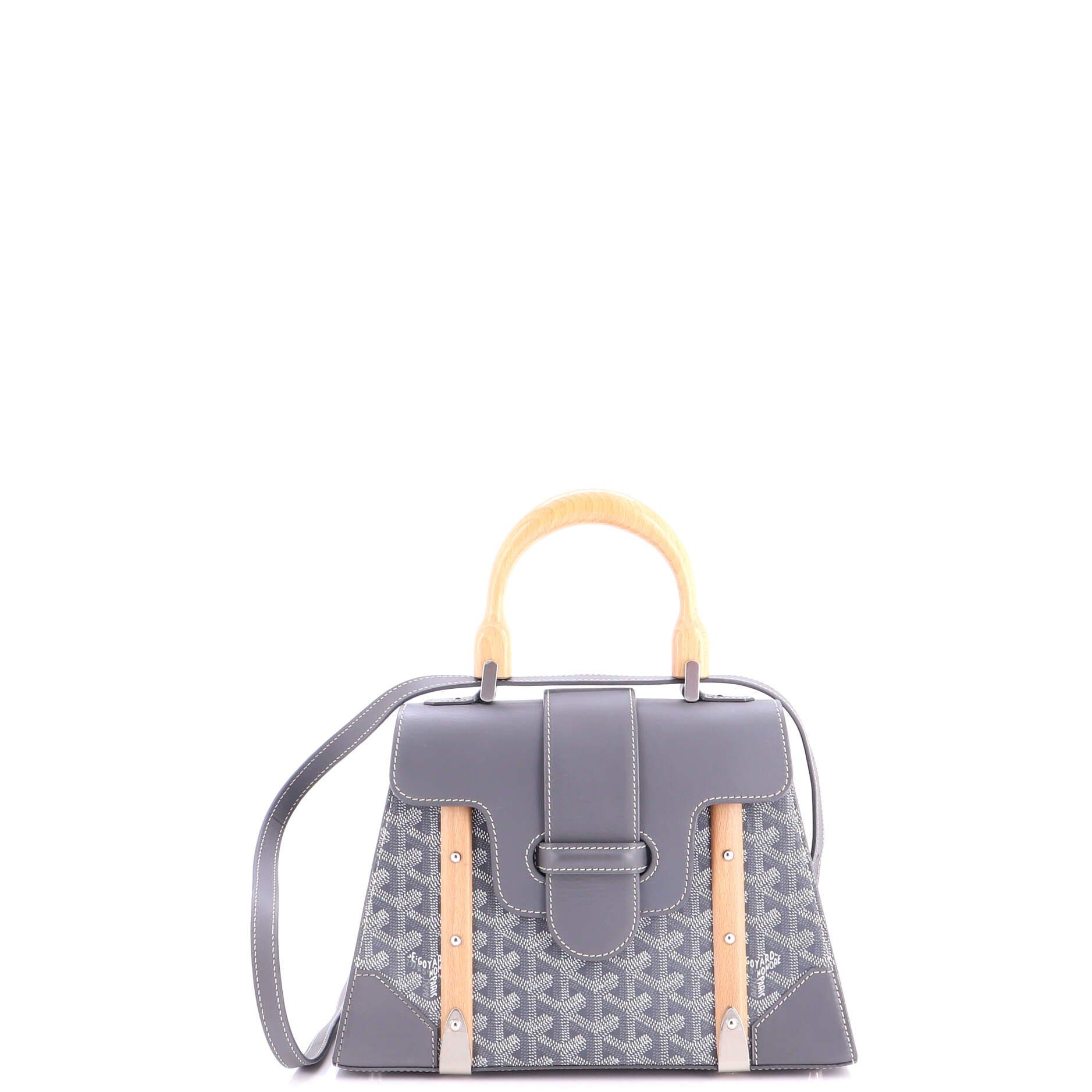 Saigon Top Handle Bag Coated Canvas with Leather PM, Main, color, Grey