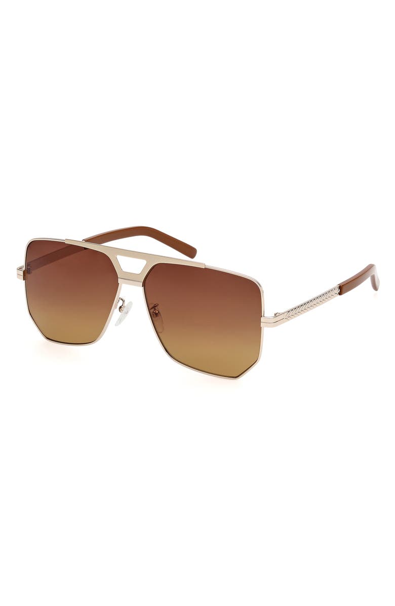 MCM 59mm Polarized Navigator Sunglasses, Alternate, color, Gold / Gradient Brown
