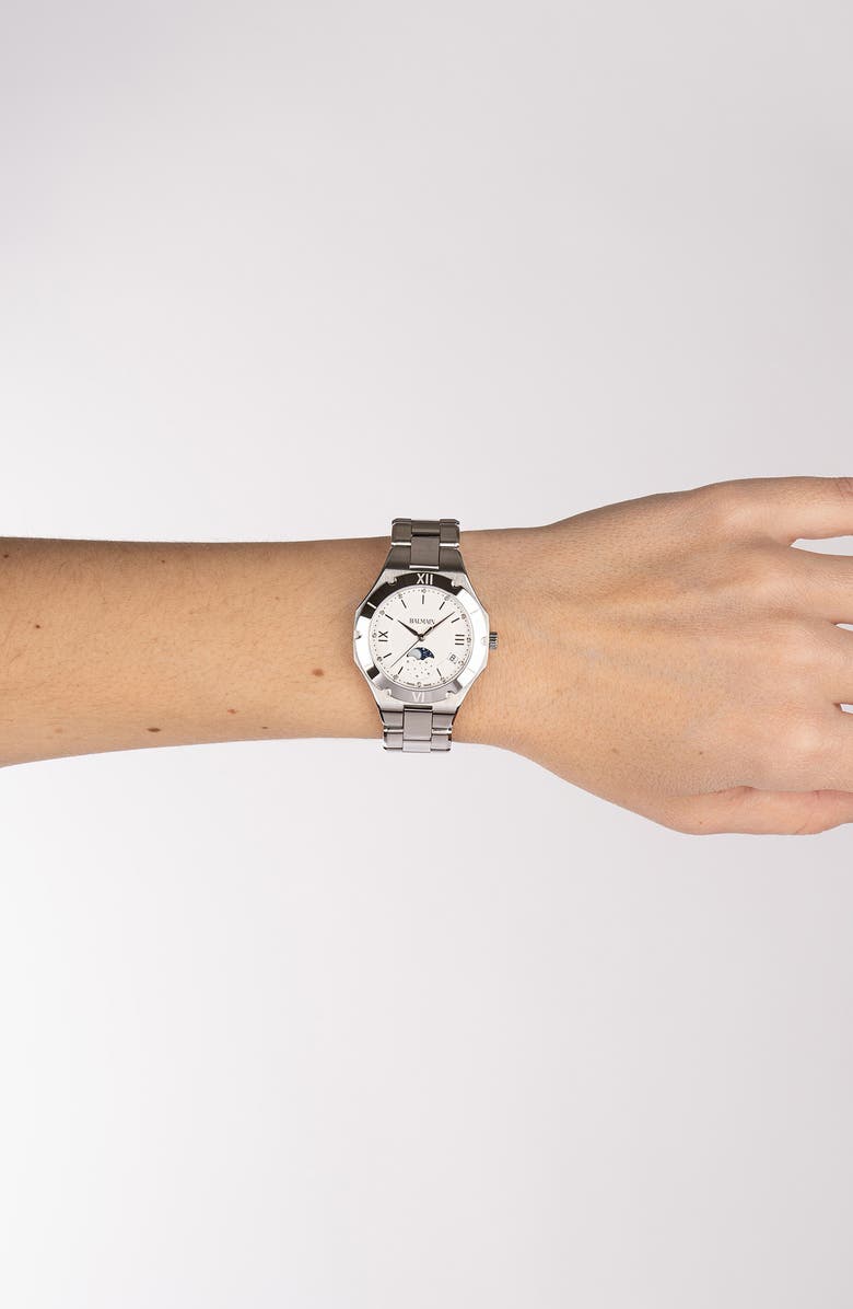 BALMAIN WATCHES Be Balmain Diamond Moon Phase Bracelet Watch, 33mm, Alternate, color, Stainless Steel