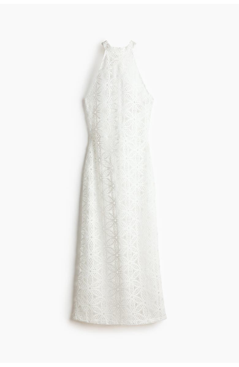 H&M Lace Halterneck Dress, Main, color, Ivory