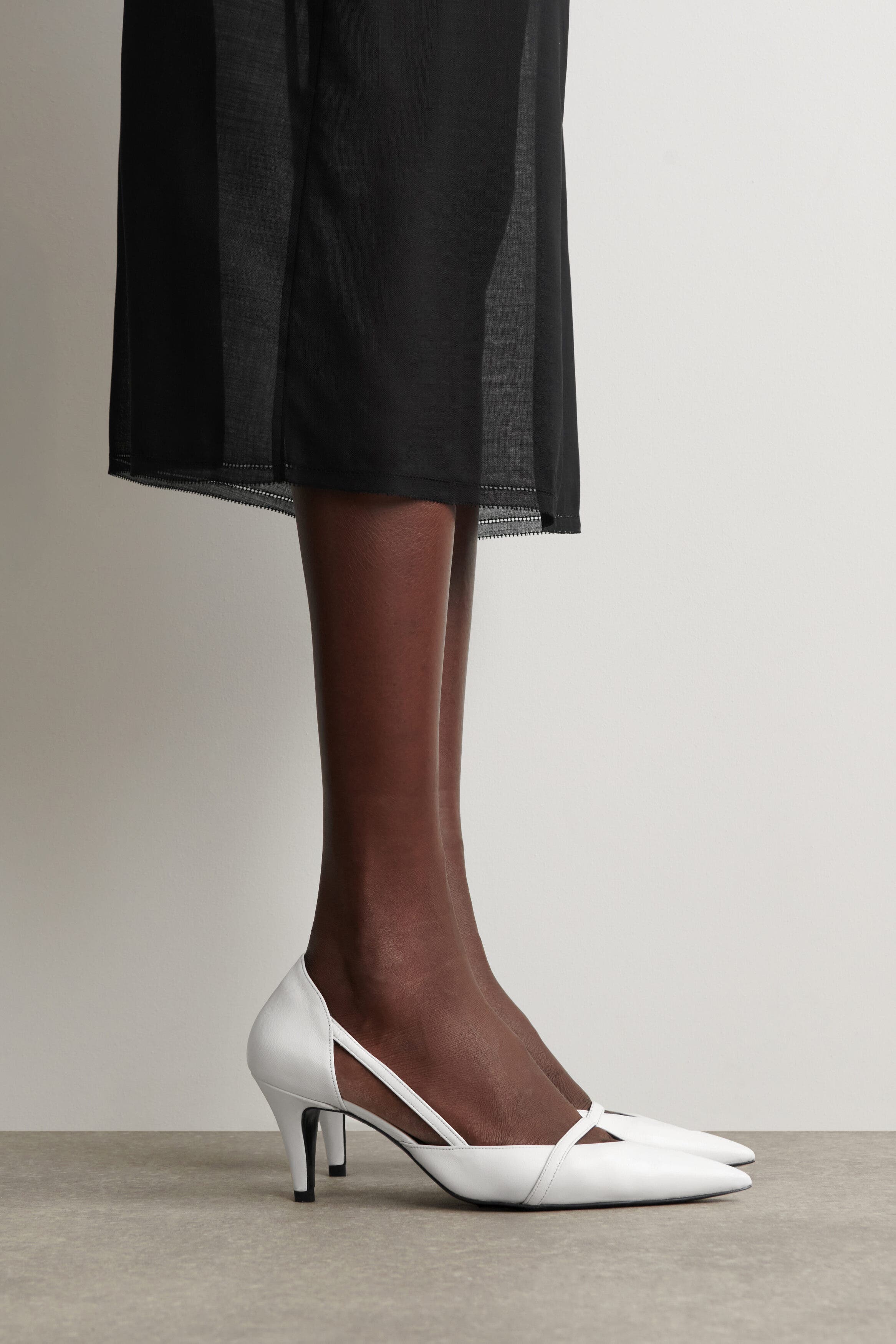 Strap-detail Leather Pumps, Alternate, color, WHITE