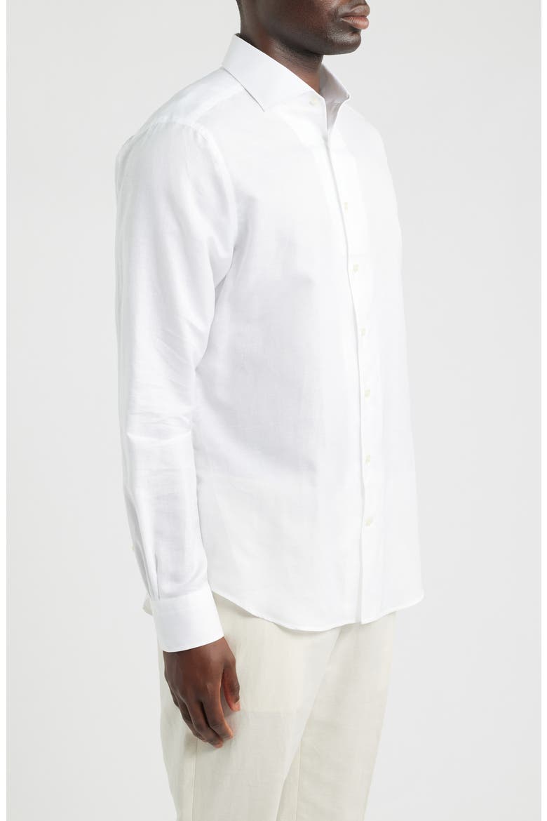 Modern Fit White Cotton & Linen Dress Shirt, Alternate, color, WHITE