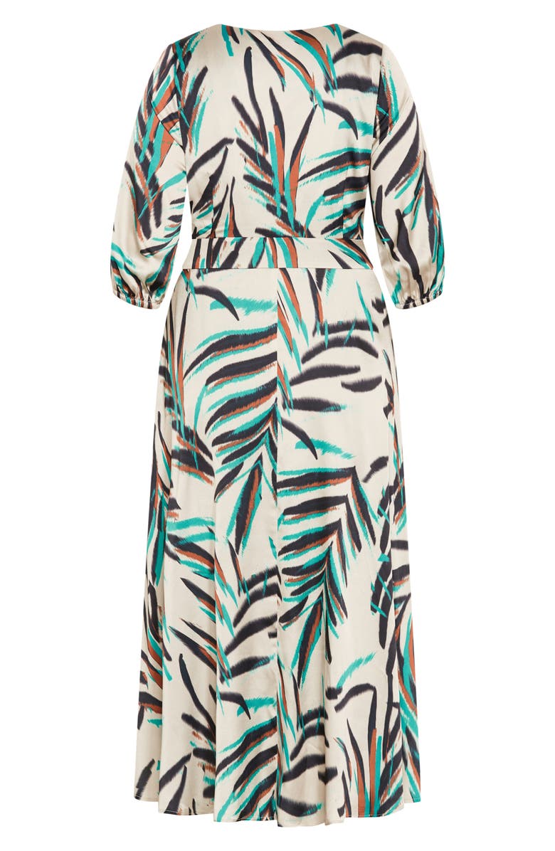 City Chic Leanna Puff Sleeve Maxi Dress, Alternate, color, Neon Foliage