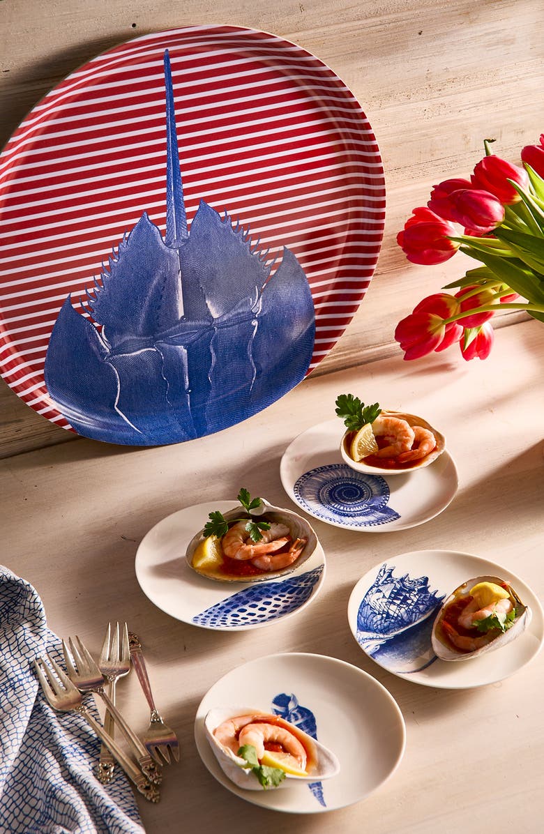 Caskata Birchwood Trays-Wood 
Melamine, Alternate, color, Horseshoe Crab Tray