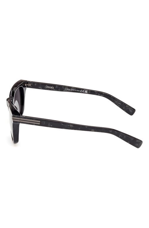 Zegna 50mm Rounfd Sunglasses In Black