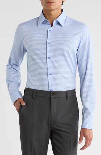 Duchamp Slim Fit Check Stretch Cotton Dress Shirt