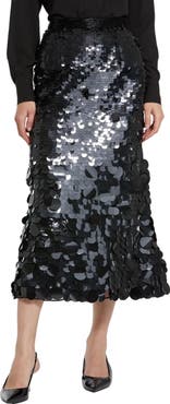 Mac Duggal Paillette Sequin Midi Skirt