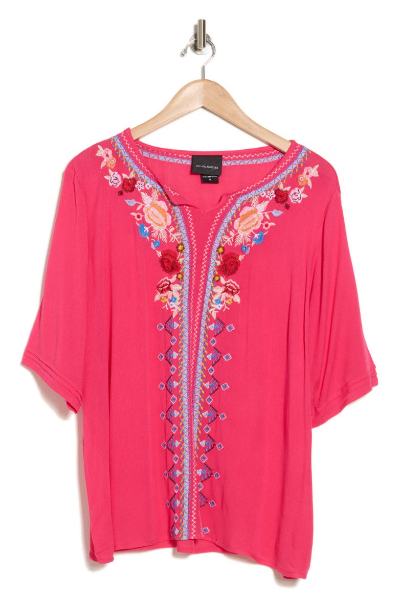 Embroidered Blouse, Alternate, color, FUCHSIA