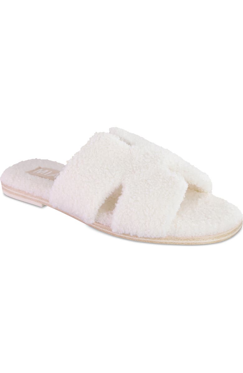 MIA Cosette Faux Shearling Sandal, Main, color, White