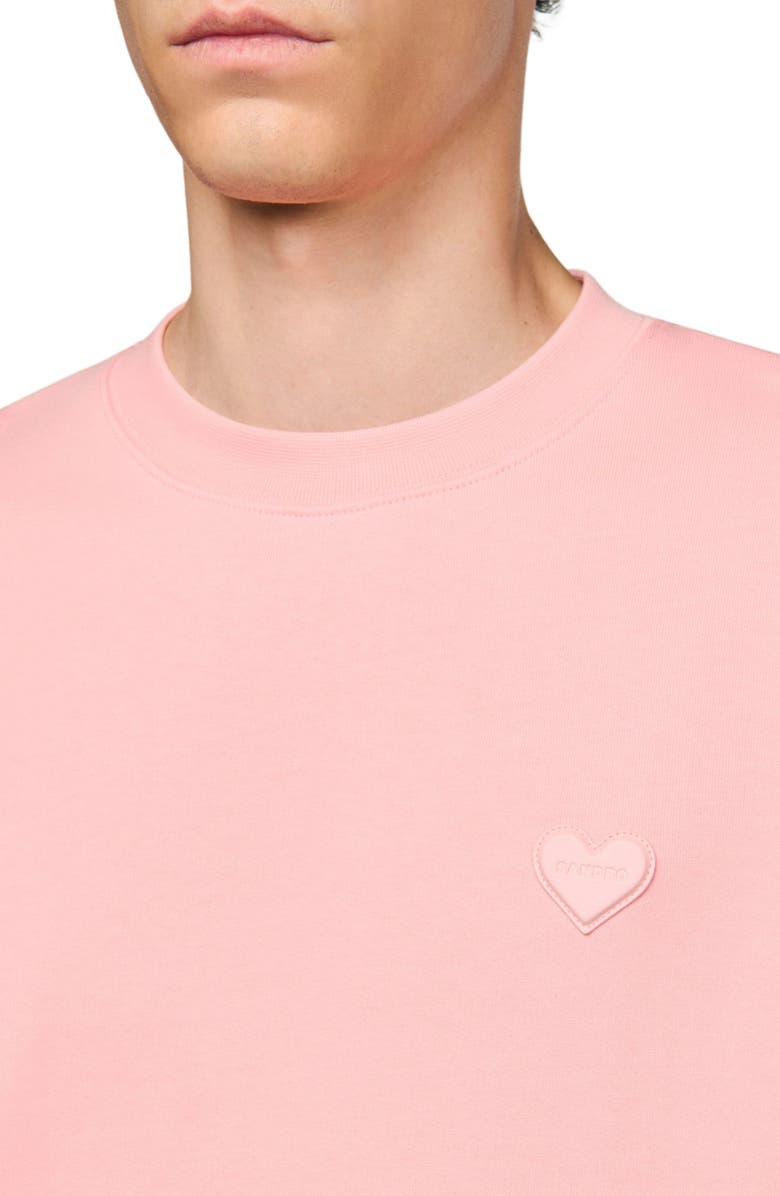 SANDRO Heart patch crewneck, Alternate, color, Baby Pink