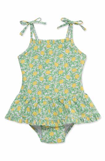 Little Me Lemon Smocked UPF 50+ One-Piece Swimsuit