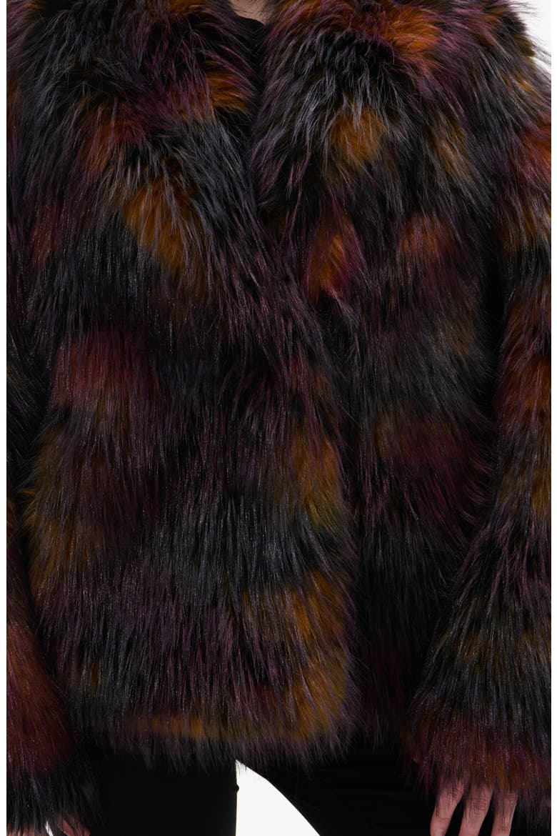 Remme Faux Fur Coat, Alternate, color, BURGUNDY MULTI