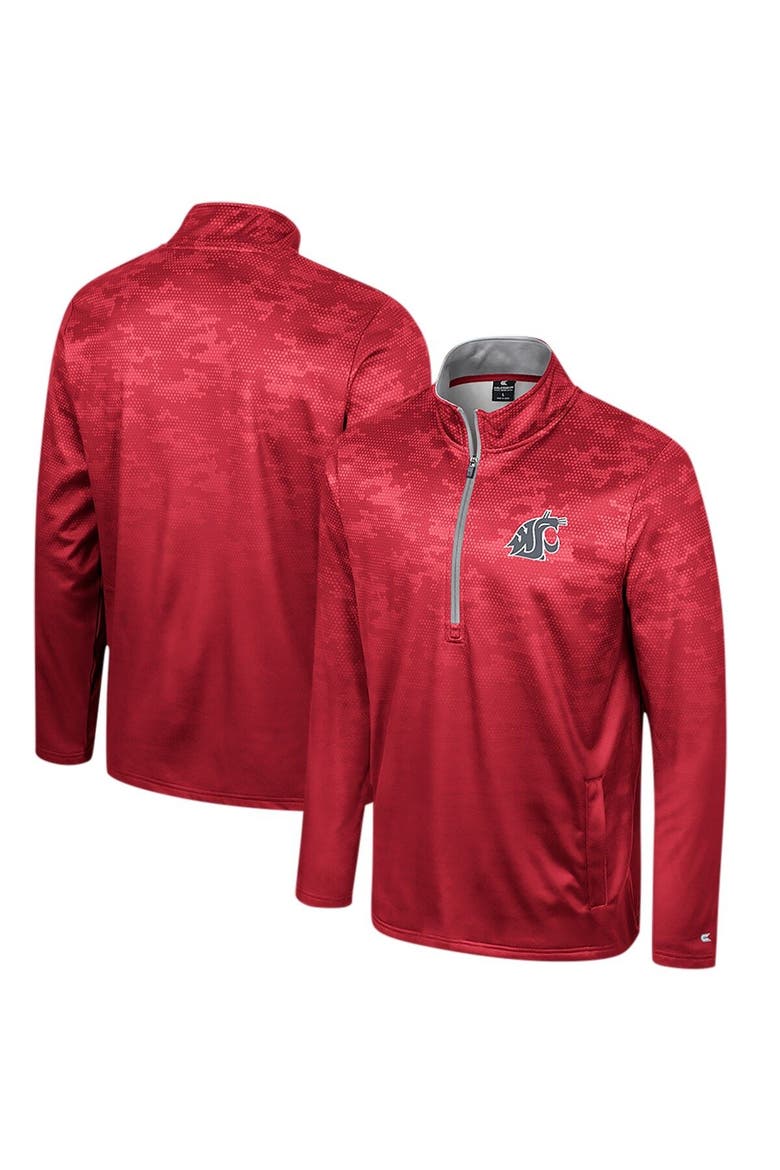 Men's Colosseum Crimson Washington State Cougars The Machine Half-Zip Jacket, Main, color, Crimson