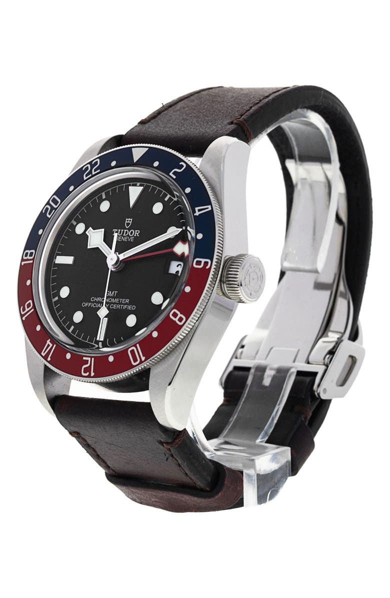 Watchfinder & Co. Tudor Preowned 2021 Black Bay GMT Automatic Leather Strap Watch, 41mm, Alternate, color, 