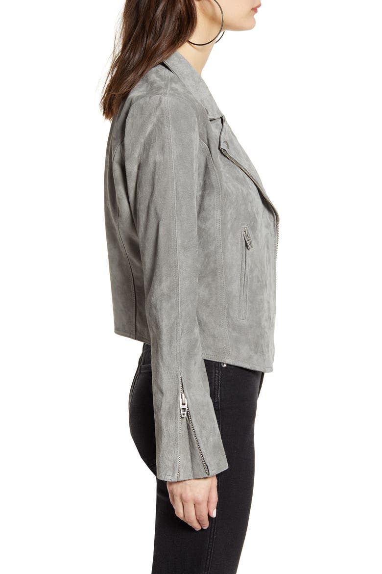 Next Level Suede Moto Jacket, Alternate, color, SOFT FOG