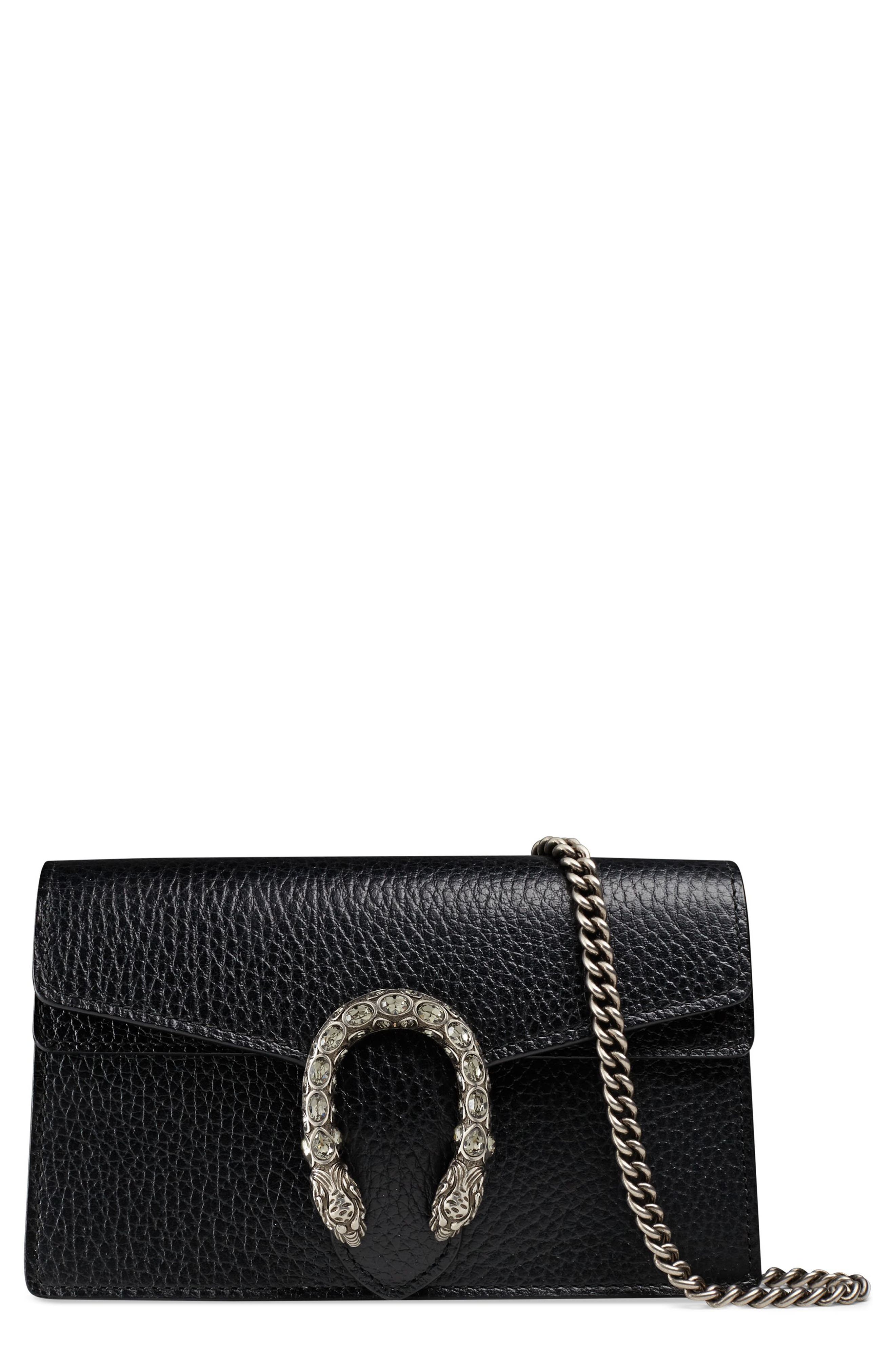 Gucci Super Mini Leather Shoulder Bag, Main, color, 