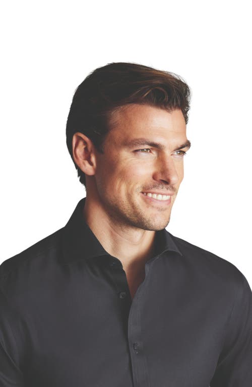 Charles Tyrwhitt Non-iron Twill Shirt In Charcoal Grey