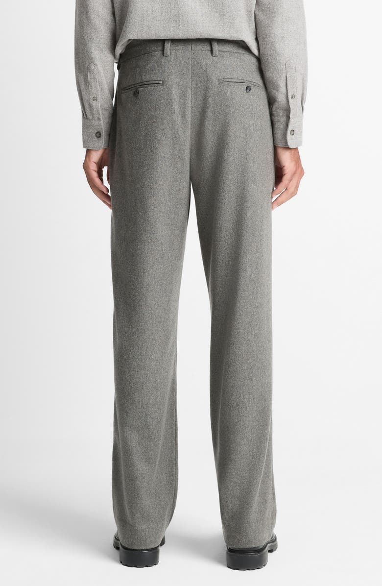 Vince Double Pleated Heathered Grey Wool Blend Flannel Suit Pants, Alternate, color, Medium Heather Grey