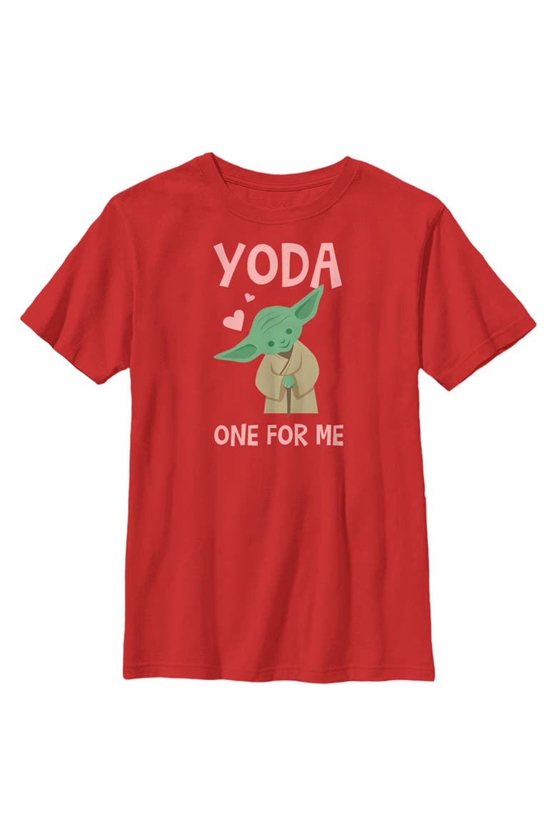 Boy's Star Wars Valentine's Day Yoda One for Me Simple  Graphic T-Shirt, Main, color, Red