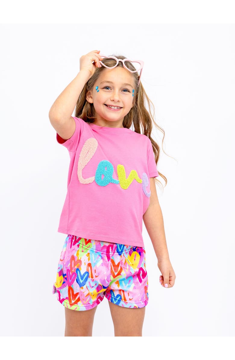 Preppy Goose Love Applique Short Sleeve T-Shirt, Main, color, Fuchsia