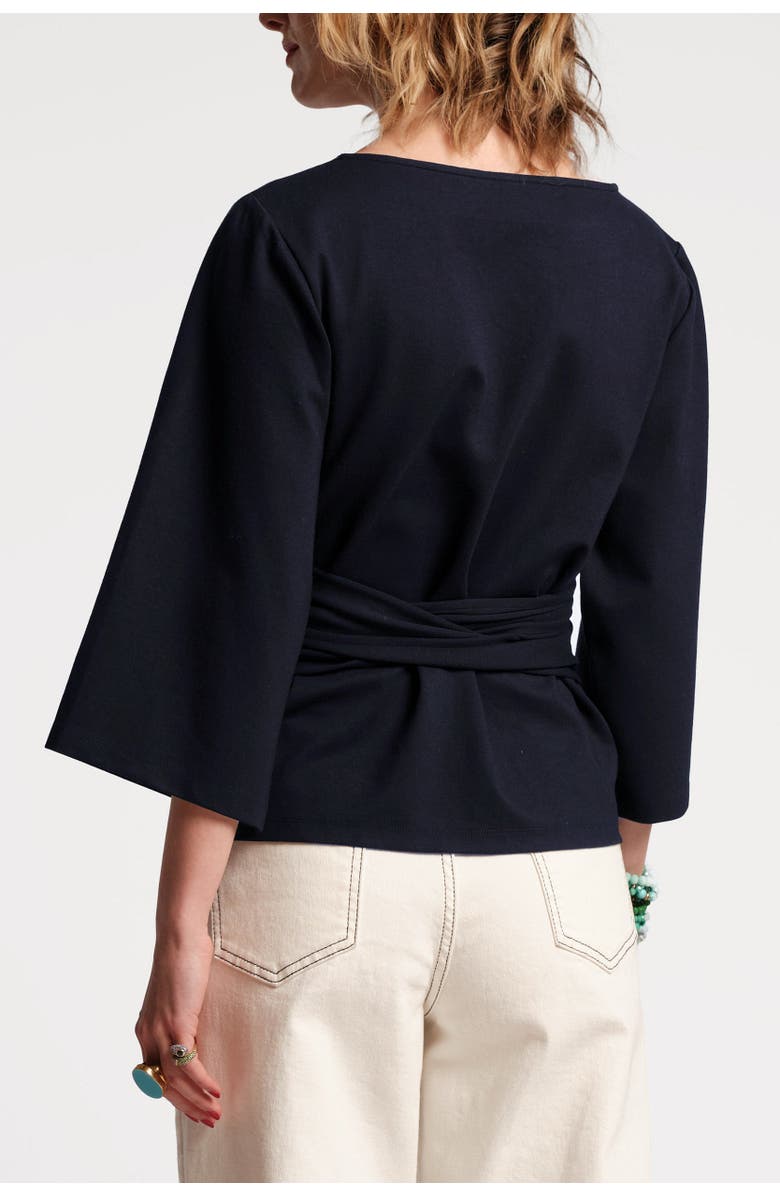 Frances Valentine Whitney Wrap Top Solid Viscose Blend Viscose Blend, Alternate, color, Navy