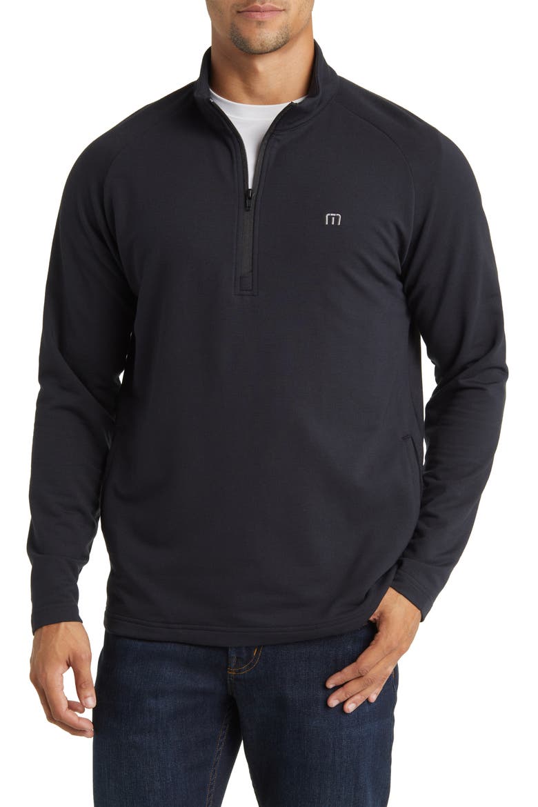 Valiant Quarter Zip Pullover, Main, color, BLACK