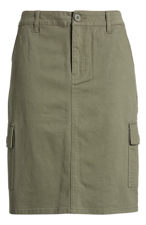 1822 Denim Stretch Twill Cargo Skirt in Fern Green 