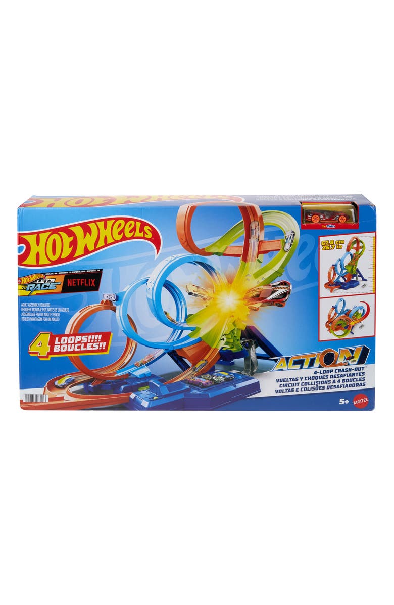 Hot Wheels Action 4-Loop Crash Out Track Playset, Alternate, color,