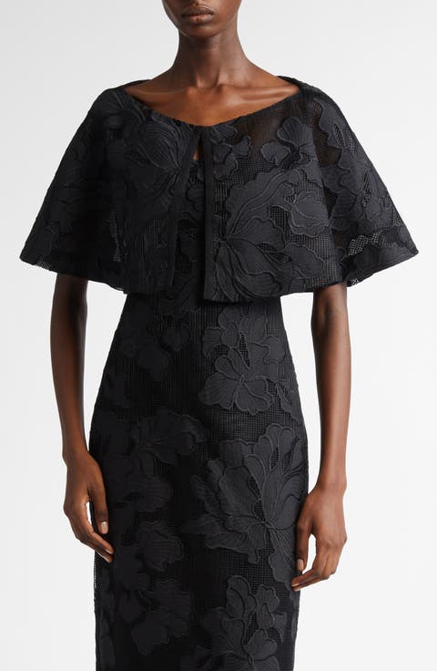 Floral Appliqué Reversible Capelet