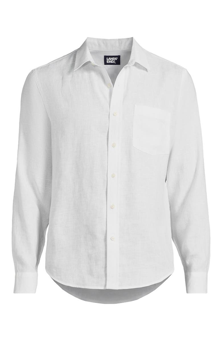 Lands' End Long Sleeve Linen Shirt, Alternate, color, White