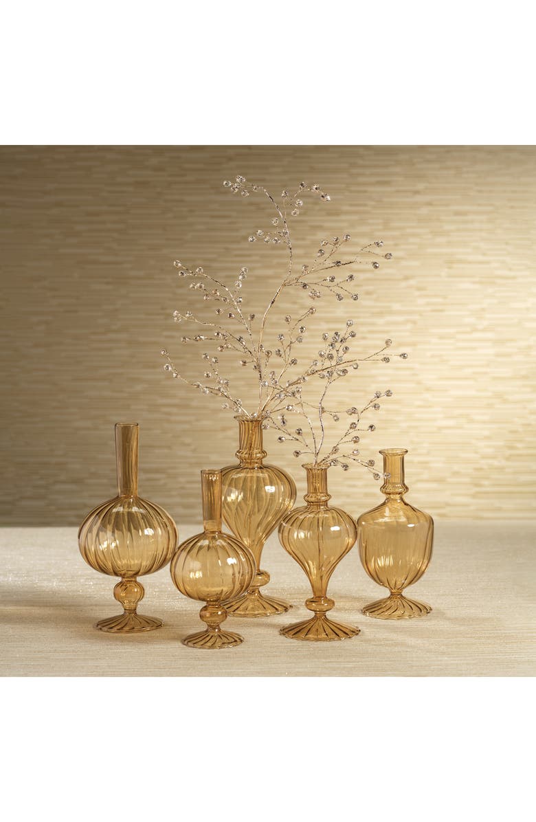 Zodax Vellum Set of 2 Spiral Decorative Glass Vases, Alternate, color, Light Amber