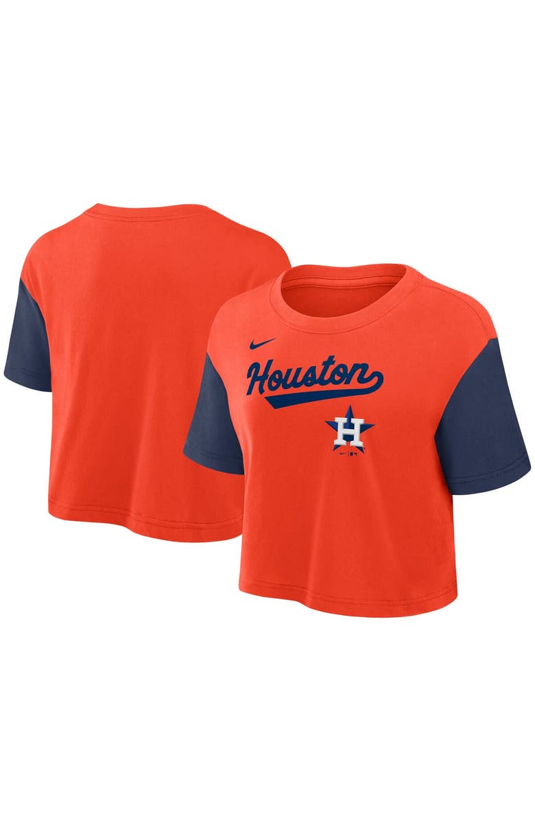 Nike Women's Nike Orange/Navy Houston Astros Script Cropped Performance T-Shirt, Main, color, Orange