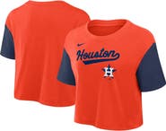 Nike Women's Nike Orange/Navy Houston Astros Script Cropped Performance T-Shirt