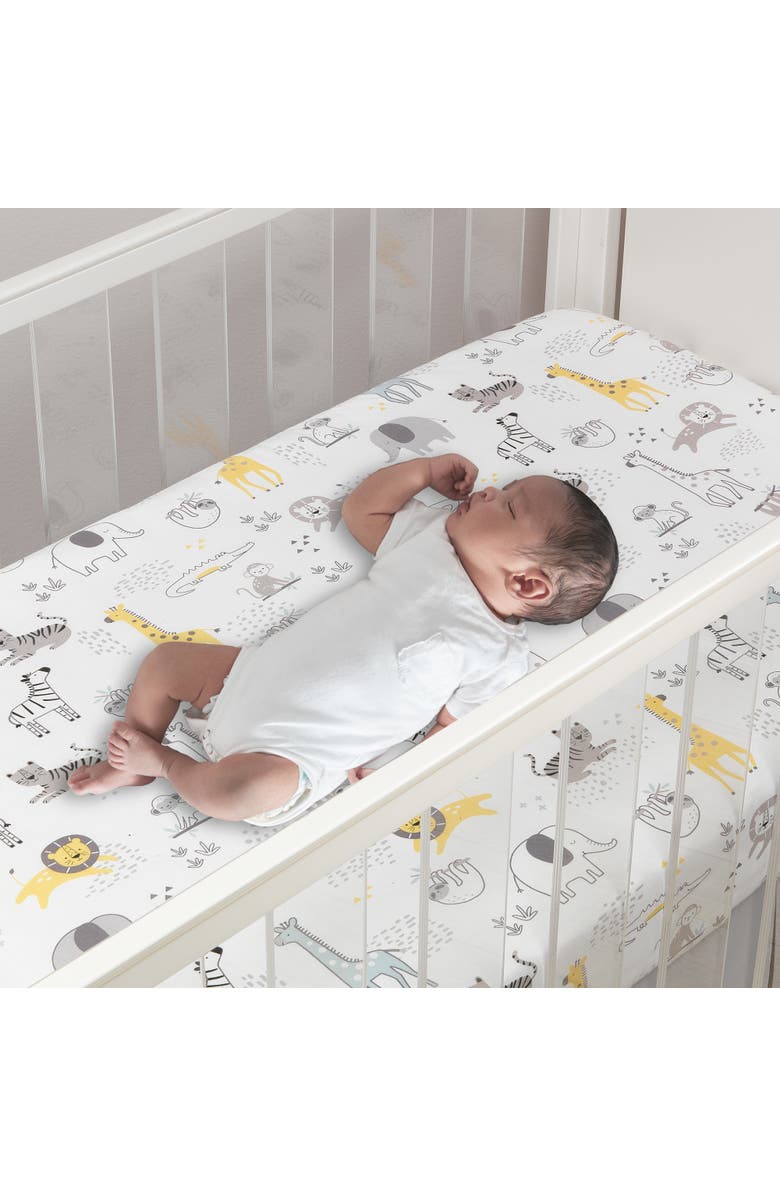 Lambs 
Ivy Animal Jungle Soft 100% Cotton Jersey Baby Fitted Crib Sheet, Alternate, color, White Multi