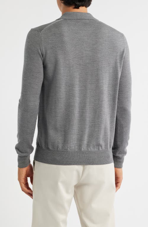 Aurélien Long Sleeve Cashwool® Polo Sweater In Gray