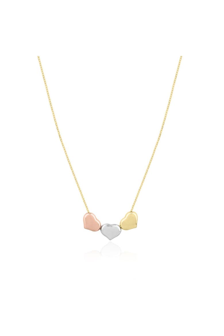 Tricolor Triple Heart Necklace, Main, color, Tricolor Gold
