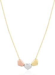 The Lovery Fine Jewelry Tricolor Triple Heart Necklace