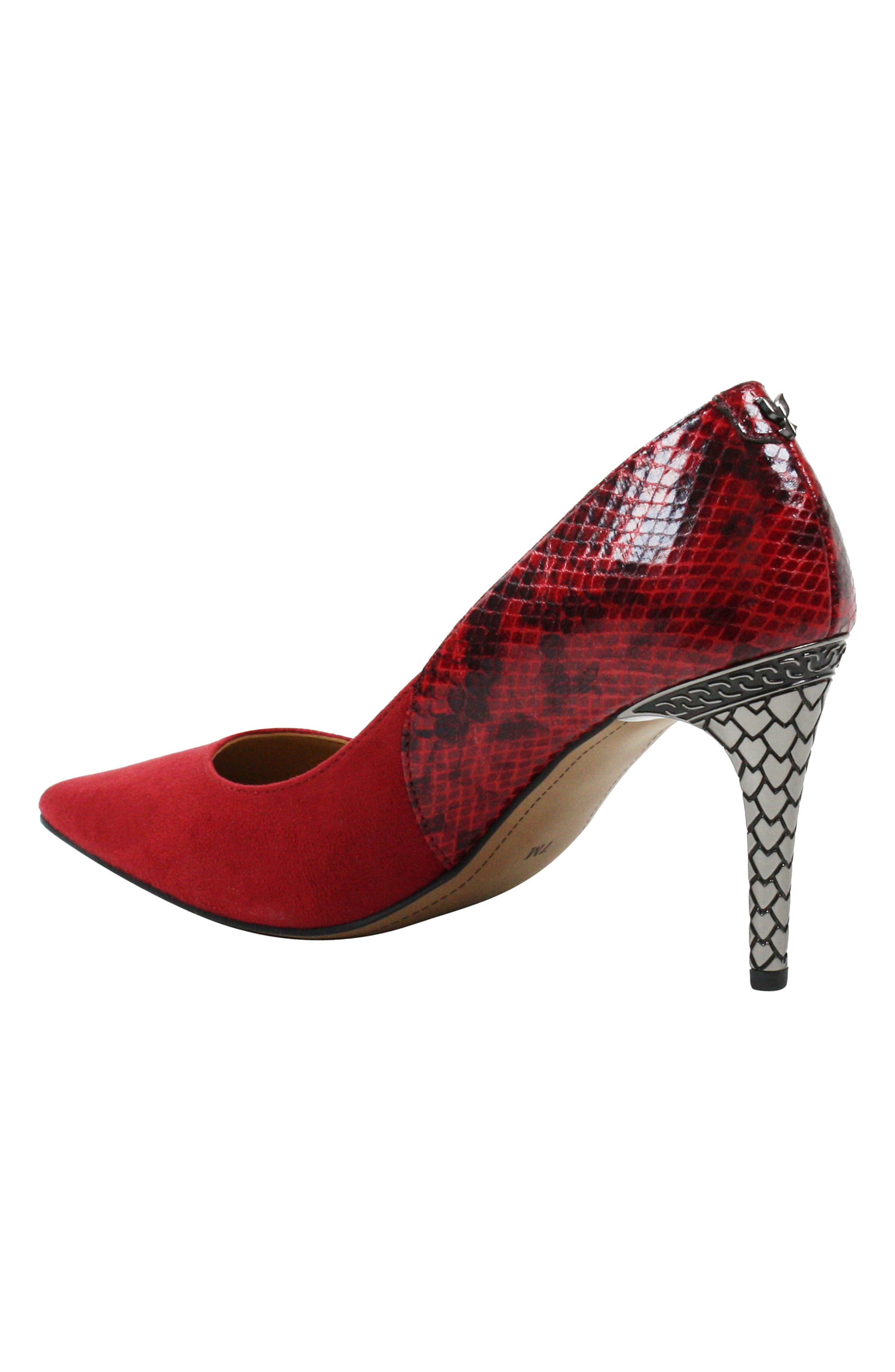 Zayd Pointed Toe Pump, Alternate, color, RED SUEDE/ SNAKE PRINT