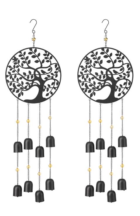 Set of 2 32"H Metal Tree of Life Windchime with Bells