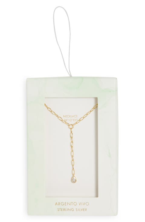 Pear CZ Y-Drop Necklace